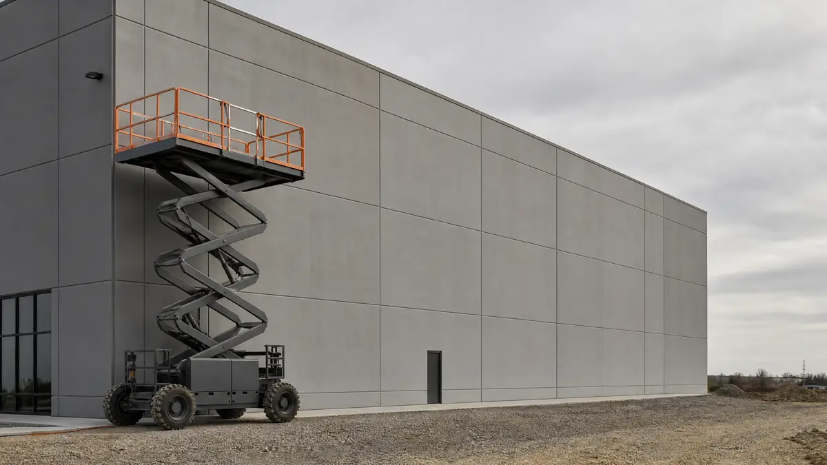 Rough Terrain Scissor Lifts jobsite access in Des Moines